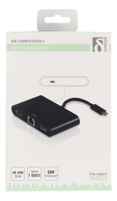 Adapter Deltaco USBC-1267, USB-C/HDMI/RJ-45/USB-A hind ja info | USB adapterid ja jagajad | hansapost.ee