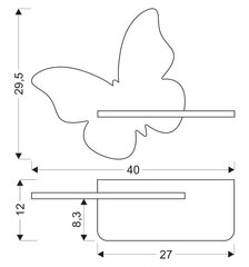 Candellux seinavalgusti koos riiuliga Butterfly Kids цена и информация | Настенные светильники | hansapost.ee