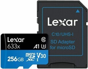 Карта памяти Lexar High-Performance 633x UHS-I micro SDXC, 256 GB, Class 10, U3, V30, A1, 45 MB цена и информация | Карты памяти для телефонов | hansapost.ee
