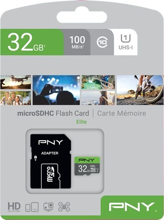 PNY MicroSDHC 32GB (+SD adapter) hind ja info | Mälukaardid mobiiltelefonidele | hansapost.ee