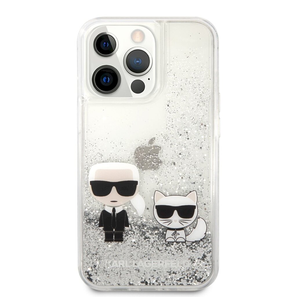 KLHCP13LGKCS Karl Lagerfeld Liquid Glitter Karl and Choupette Case for iPhone 13 Pro Silver цена и информация | Telefonide kaitsekaaned ja -ümbrised | hansapost.ee