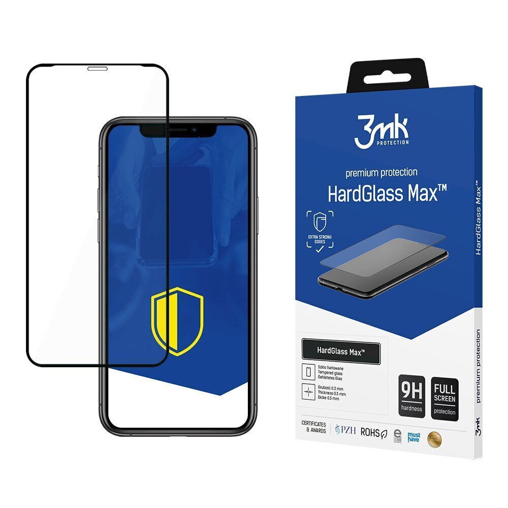 iPhone XS Max/11 Pro Max Black - 3mk HardGlass Max™ kaitsekile цена и информация | Ekraani kaitseklaasid ja kaitsekiled | hansapost.ee
