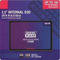 <p>GOODRAM SSD CX400 256GB</p>
 цена и информация | Внутренние жёсткие диски (HDD, SSD, Hybrid) | hansapost.ee