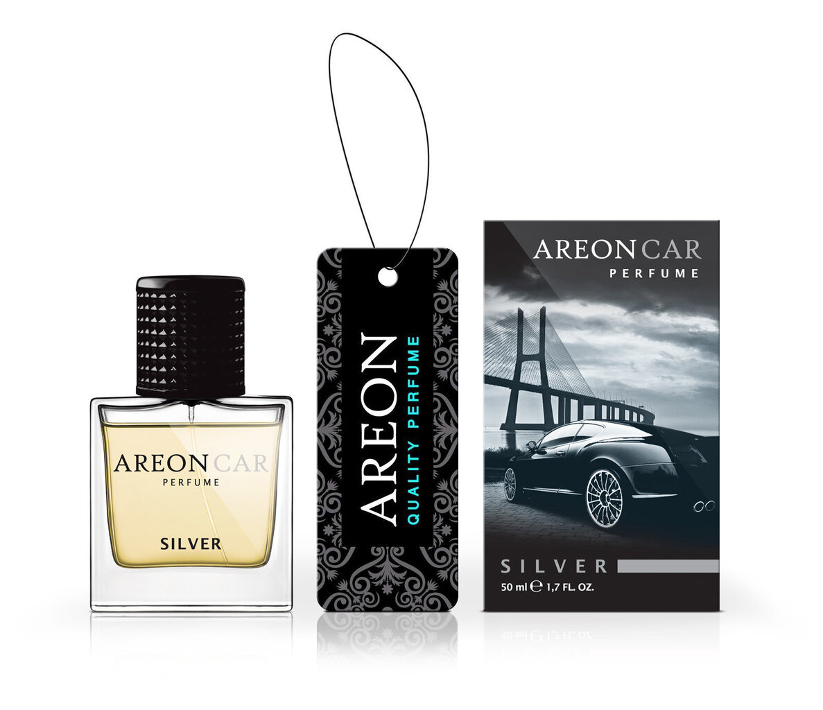 Auto õhuvärskendaja Areon Car Perfume 50ml - Silver цена и информация | Auto õhuvärskendajad | hansapost.ee