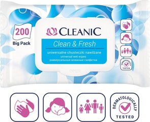 Niisked salvrätikud Cleanic Clean&Fresh, 200 tk цена и информация | Аппараты для ухода за лицом | hansapost.ee