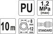 Spiraalvoolik otsikuga (polüuretaan) L-10m d-8mm Yato (YT-24208) цена и информация | Kompressorid | hansapost.ee