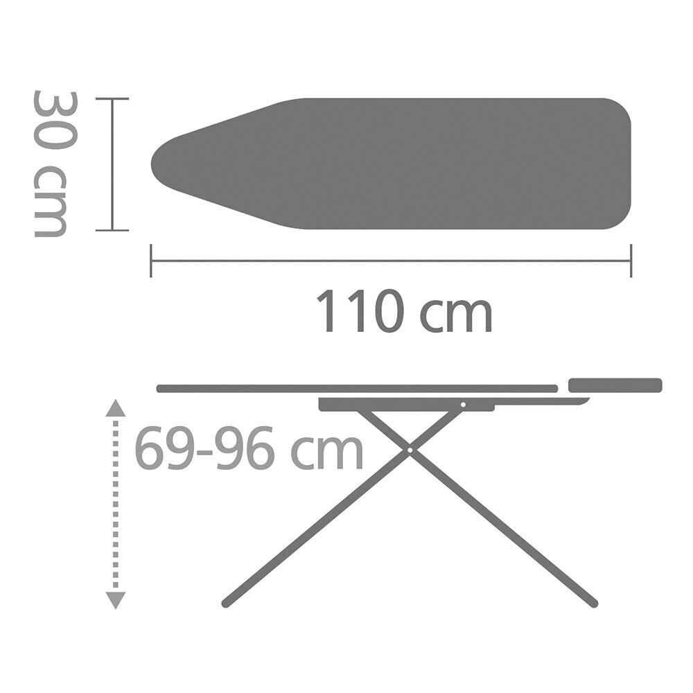 Triikimislaud A, 110x30 cm valge raam Ice Water hind ja info | Triikimislauad | hansapost.ee