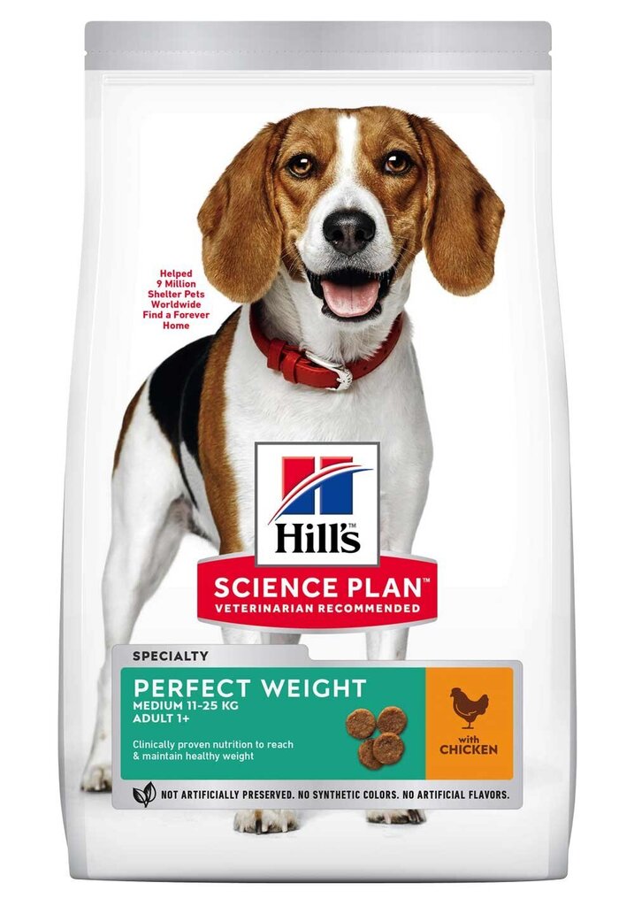 Hill's Science Plan Perfect Weight Medium Adult koeratoit, 2 kg hind ja info | Koerte kuivtoit ja krõbinad | hansapost.ee