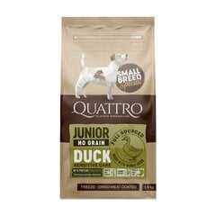 Quattro Small Breed Junior сухой корм без зерна для собак мелких пород с уткой, 1,5 кг цена и информация | Сухой корм для собак | hansapost.ee