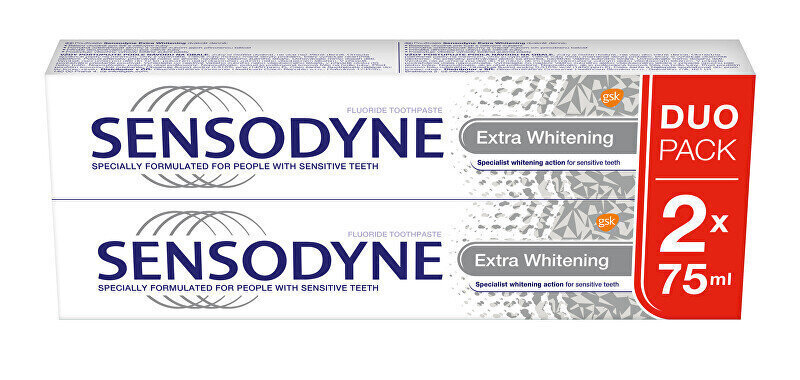 Hambapasta Sensodyne Extra Whitening, 2 x 75 ml hind ja info | Hambaharjad, hampapastad ja suuloputusvedelikud | hansapost.ee
