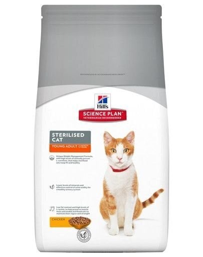 Hill's sausas maistas Feline Young Adult Sterilised Cat, 1.5 kg цена и информация | Kassi kuivtoit ja kassikrõbinad | hansapost.ee