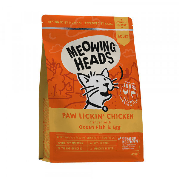 Meowing Heads Paw Lickin Chicken 450 g цена и информация | Kassi kuivtoit ja kassikrõbinad | hansapost.ee