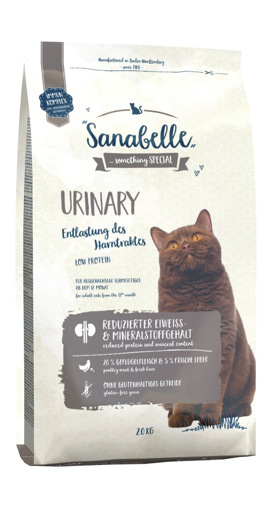 Kuivtoit Sanabelle tundlike kuseteedega kassidele Urinary, 2 kg цена и информация | Kassi kuivtoit ja kassikrõbinad | hansapost.ee