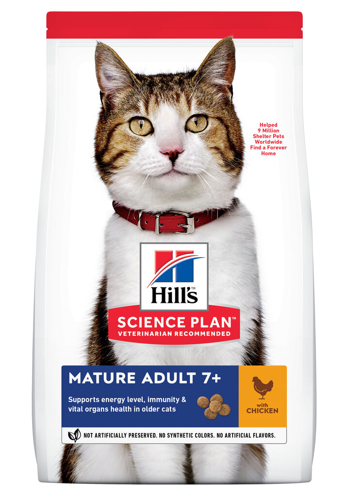Hill's Science Plan Mature Adult kuivtoit kassidele kanaga, 10kg цена и информация | Kassi kuivtoit ja kassikrõbinad | hansapost.ee