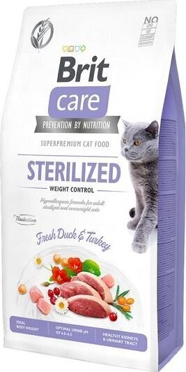 Brit Care Cat Grain-Free Sterilized Weight Control kassitoit 2kg цена и информация | Kassi kuivtoit ja kassikrõbinad | hansapost.ee