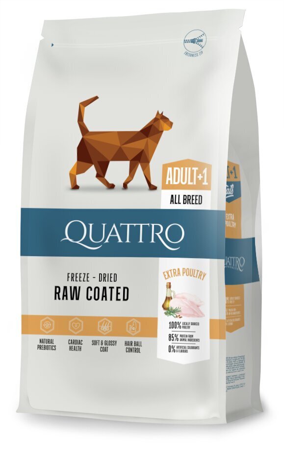 QUATTRO Super Premium kuivtoit täiskasvanud kassidele koos rohke linnulihaga, 7kg hind ja info | Kassi kuivtoit ja kassikrõbinad | hansapost.ee