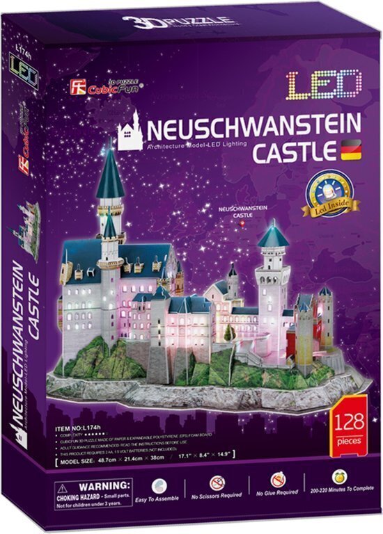 3D pusle CubicFun Neuschwanstein Castle (LED valgustusega) 128 osa цена и информация | Pusled lastele ja täiskasvanutele | hansapost.ee