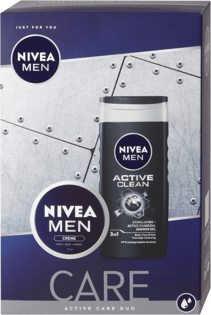 Näo- ja kehahoolduskomplekt meestele Nivea Men Active Care hind ja info | Dušigeelid, õlid | hansapost.ee