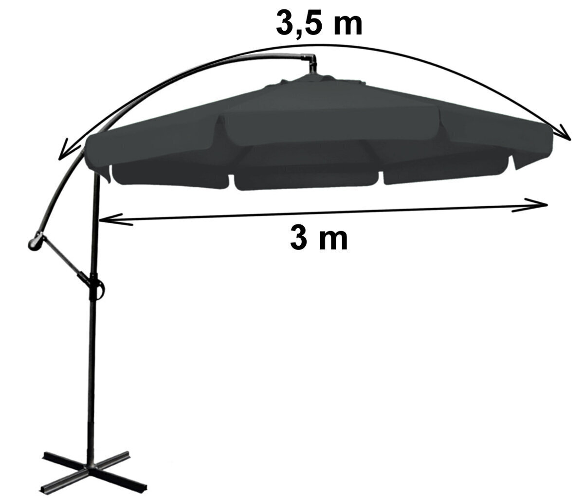 Kokkupandav suur hall vihmavari, 350 cm hind ja info | Päikesevarjud ja markiisid | hansapost.ee