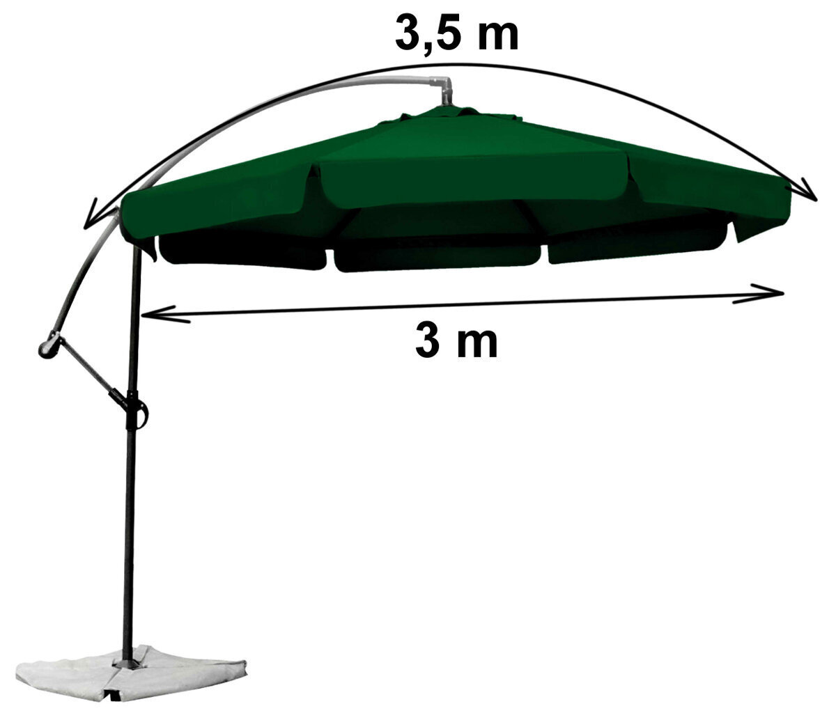 Suur roheline aiavari, kokkupandav 350 cm цена и информация | Päikesevarjud ja markiisid | hansapost.ee