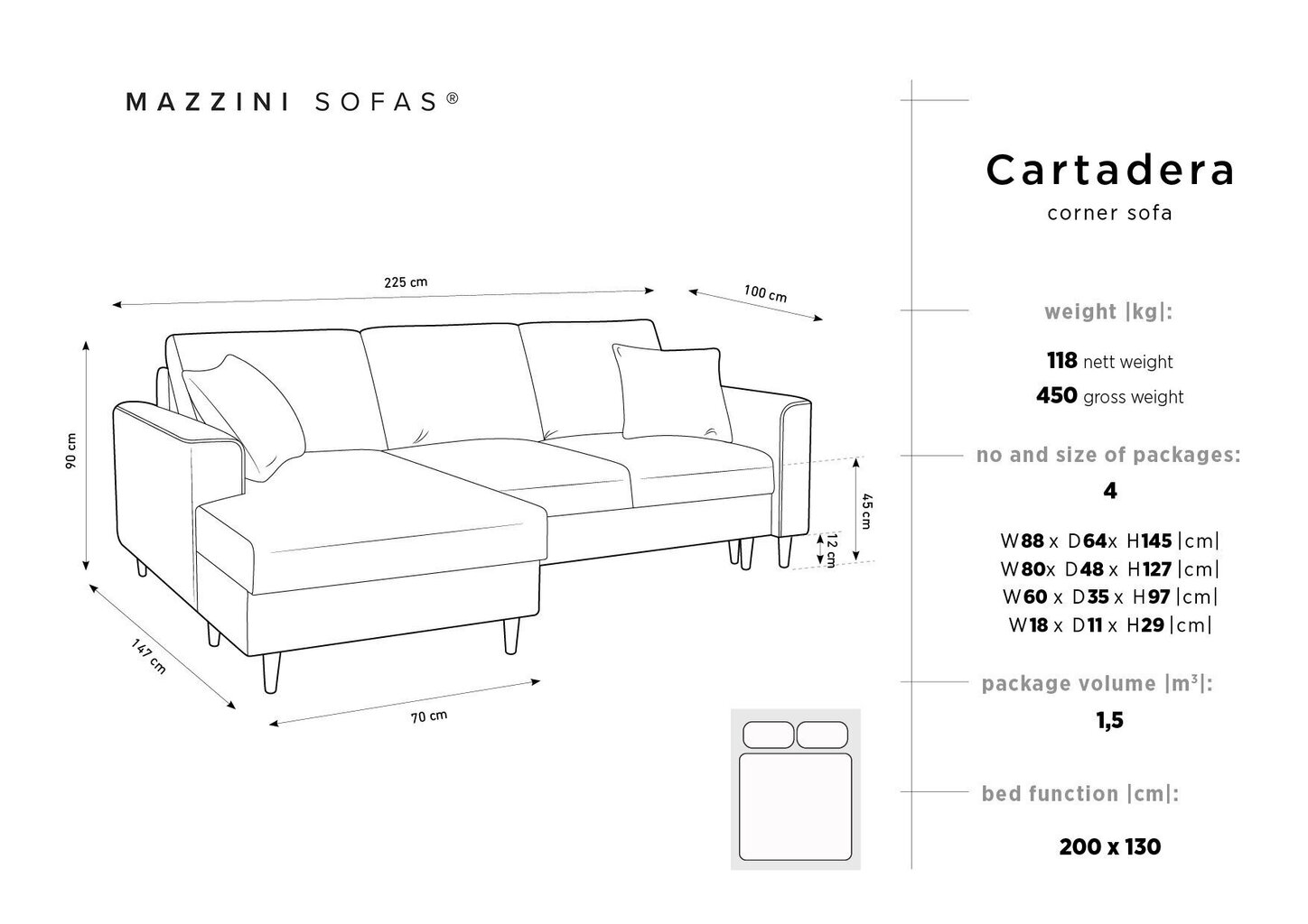 Pehme nurgadiivan Mazzini Sofas Cartadera, roosa hind ja info | Nurgadiivanid ja nurgadiivanvoodid | hansapost.ee