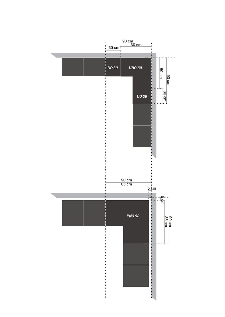 Seinapealne nurgakapp Lupus Vegas 1D 60 cm, valge hind ja info | Köögikapid | hansapost.ee