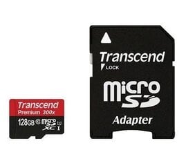 MEMORY MICRO SDXC 128GB W/ADAP/UHS-I TS128GUSDU1 TRANSCEND hind ja info | Mälukaardid mobiiltelefonidele | hansapost.ee