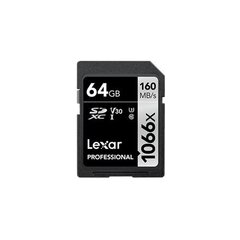 Карта памяти Lexar Professional 1066x SDXC UHS-I SDXC, 64 Гб, Silver, Class 10, U3, V30, 70 Мб цена и информация | Карты памяти | hansapost.ee