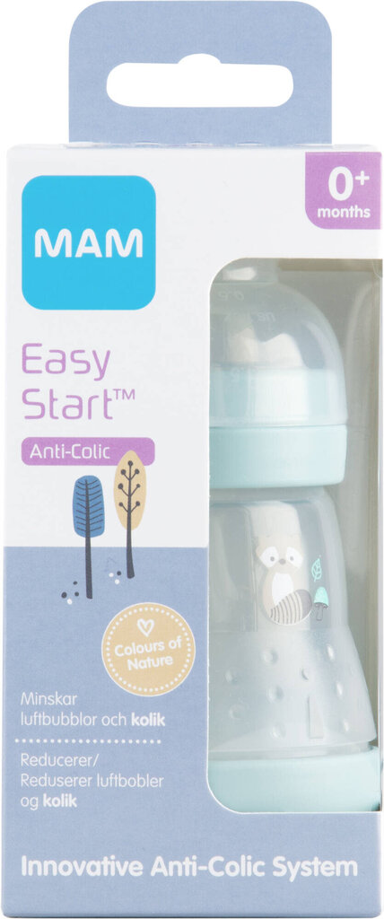 MAM lutipudel Easy Start Anti-Colic, 0 kuud+, 160 ml, blue hind ja info | Lutipudelid ja tarvikud | hansapost.ee