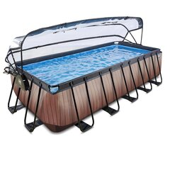 Каркасный бассейн с песочным фильтром, навесом и тепловым насосом Exit Wood, 540x250 см, коричневый цена и информация | Бассейны | hansapost.ee