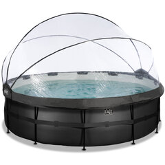 Каркасный бассейн с песочным фильтром и навесом Exit Leather, ø488x122 см, черный цена и информация | Бассейны | hansapost.ee