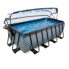 Каркасный бассейн с песочным фильтром и навесом Exit Stone, 400x200x122 см, серый цена и информация | Бассейны | hansapost.ee