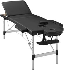 Массажный стол складной 3-х зонный, алюминий - черный VANGALOO цена и информация | Аксессуары для массажа | hansapost.ee