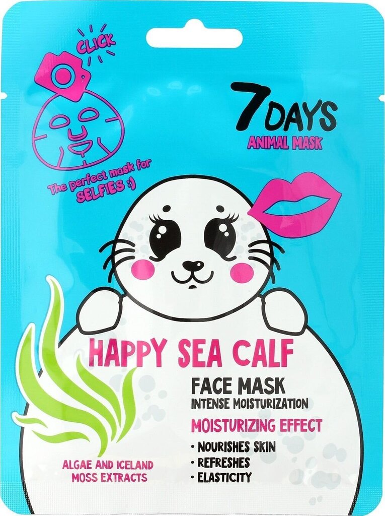 Niisutav näomask 7 Days Animal Happy Sea Calf, 28 g цена и информация | Näomaskid ja silmamaskid | hansapost.ee