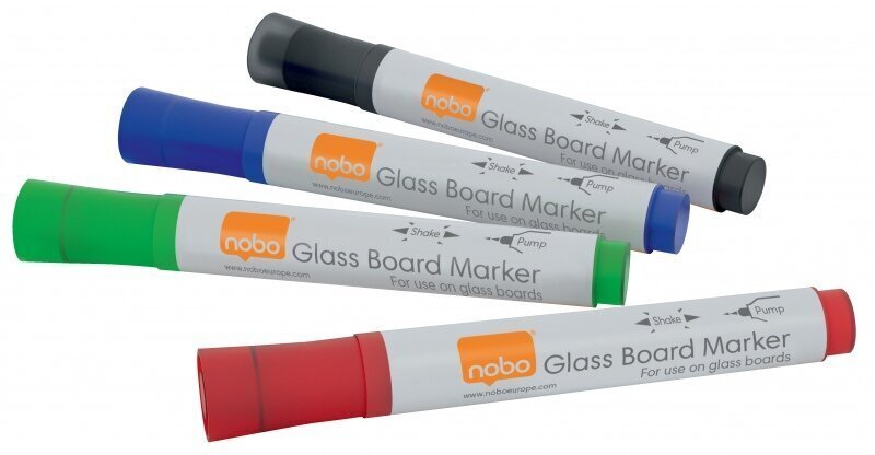 Whiteboard Marker Glass Nobo (4 pcs) Asorted: Black, Blue, Green, Red, hind ja info | Kirjutusvahendid | hansapost.ee