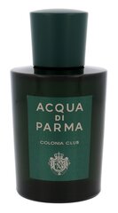 <p>Парфюм Acqua Di Parma Colonia Club — это аромат страсти. Этот аромат делает вас исключительной, вы на самом верху элегантности. Подходит не только страстным мужчинам, но и страстным женщинам.</p>

<p>Рекомендуется для особых случаев.</p>

<p>- Верхние ноты: бергамот, лимон, мандарин, мята;</p>

<p>- Средние ноты: лаванда, герань, гальбанал фарула;</p>

<p>Базовые ноты: амбра, мускус;</p>

<p>Характер запаха: древесный.</p>

<p></p>
 цена и информация | Женские духи | hansapost.ee