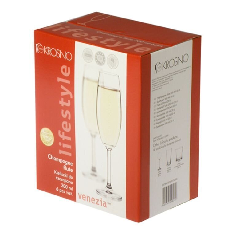 Šampanjaklaasid Venezia, 200 ml, 6 tk. hind ja info | Klaasid, kruusid ja kannud | hansapost.ee