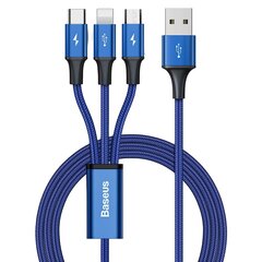 Baseus Rapid 3in1 USB cable - USB Type C / Lightning / micro USB for charging and data transfer (all plugs) 1.2m blue (CAJS000003) цена и информация | Кабели для телефонов | hansapost.ee