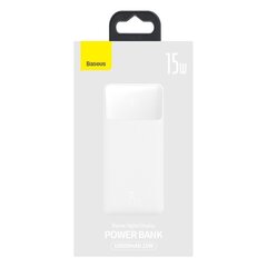 Akupank Baseus 10000mAh Bipow - 2 x USB + C tüüp - 15 W, valge hind ja info | Akupangad | hansapost.ee