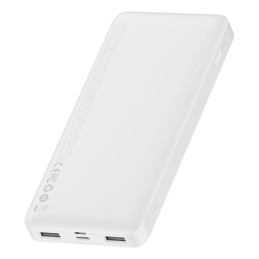 Akupank Baseus 10000mAh Bipow - 2 x USB + C tüüp - 15 W, valge hind ja info | Akupangad | hansapost.ee