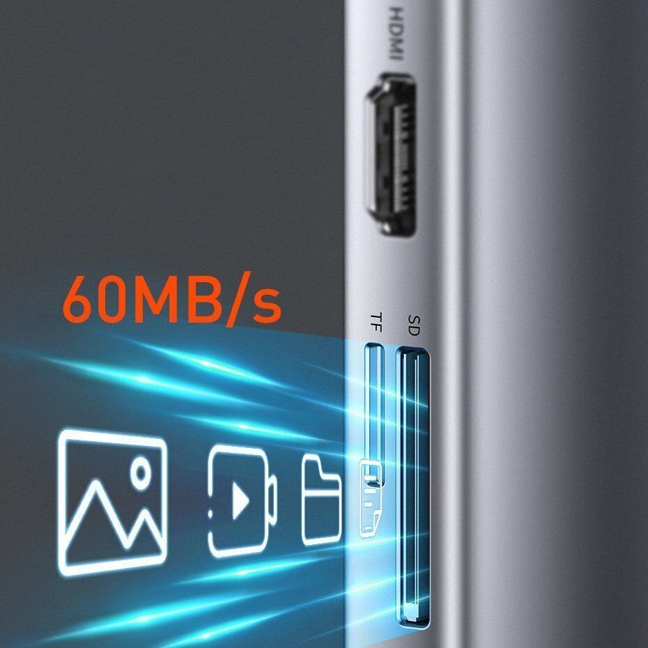 Hub 11in1 Baseus Metal Gleam Series, USB-C kuni 3x USB 3.0 + 2x HDMI + USB-C PD + Ethernet RJ45 + microSD / SD + VGA + AUX hind ja info | USB adapterid ja jagajad | hansapost.ee