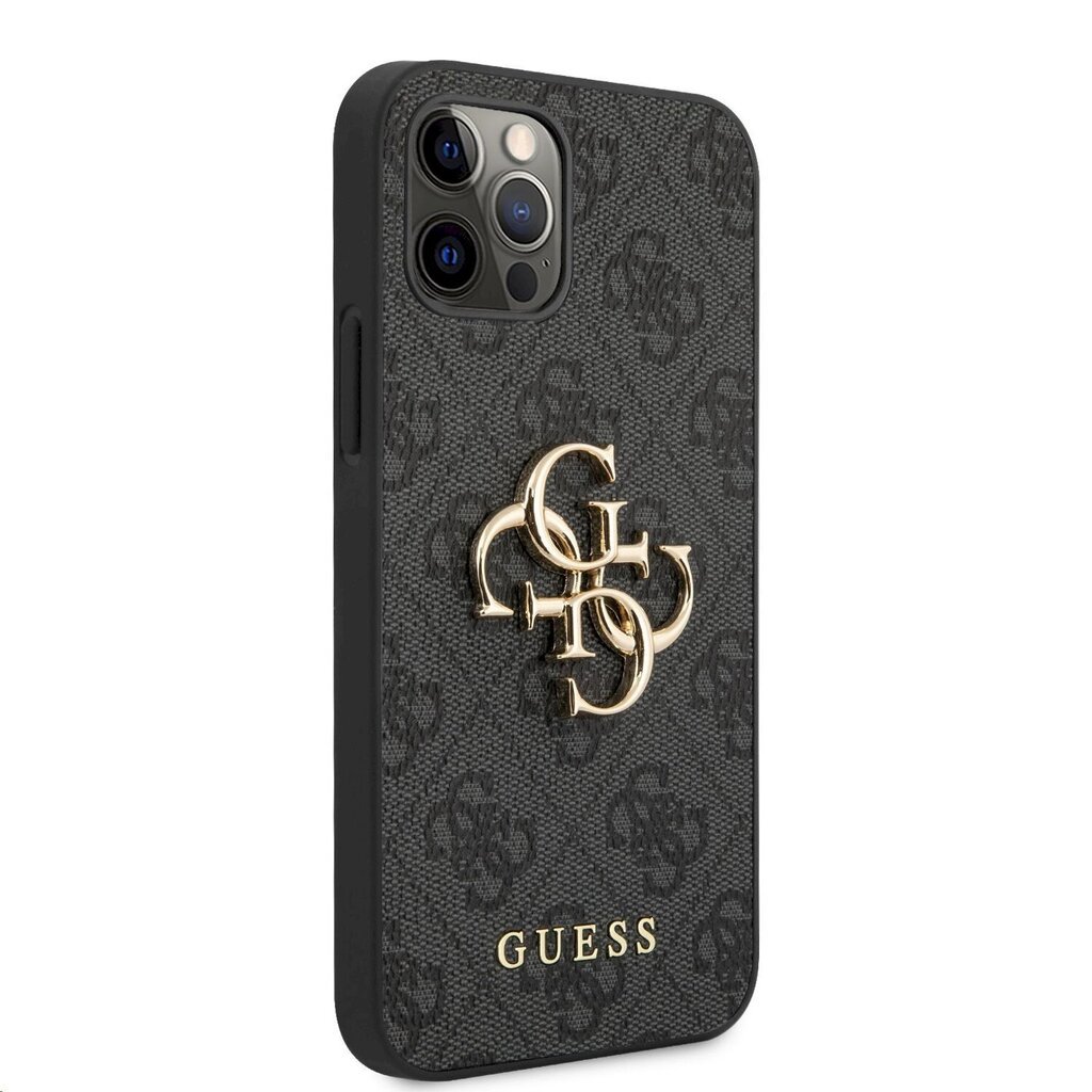 Telefoni ümbris Guess PU 4G Metal Logo sobib iPhone 12 Pro Max, hall цена и информация | Telefonide kaitsekaaned ja -ümbrised | hansapost.ee