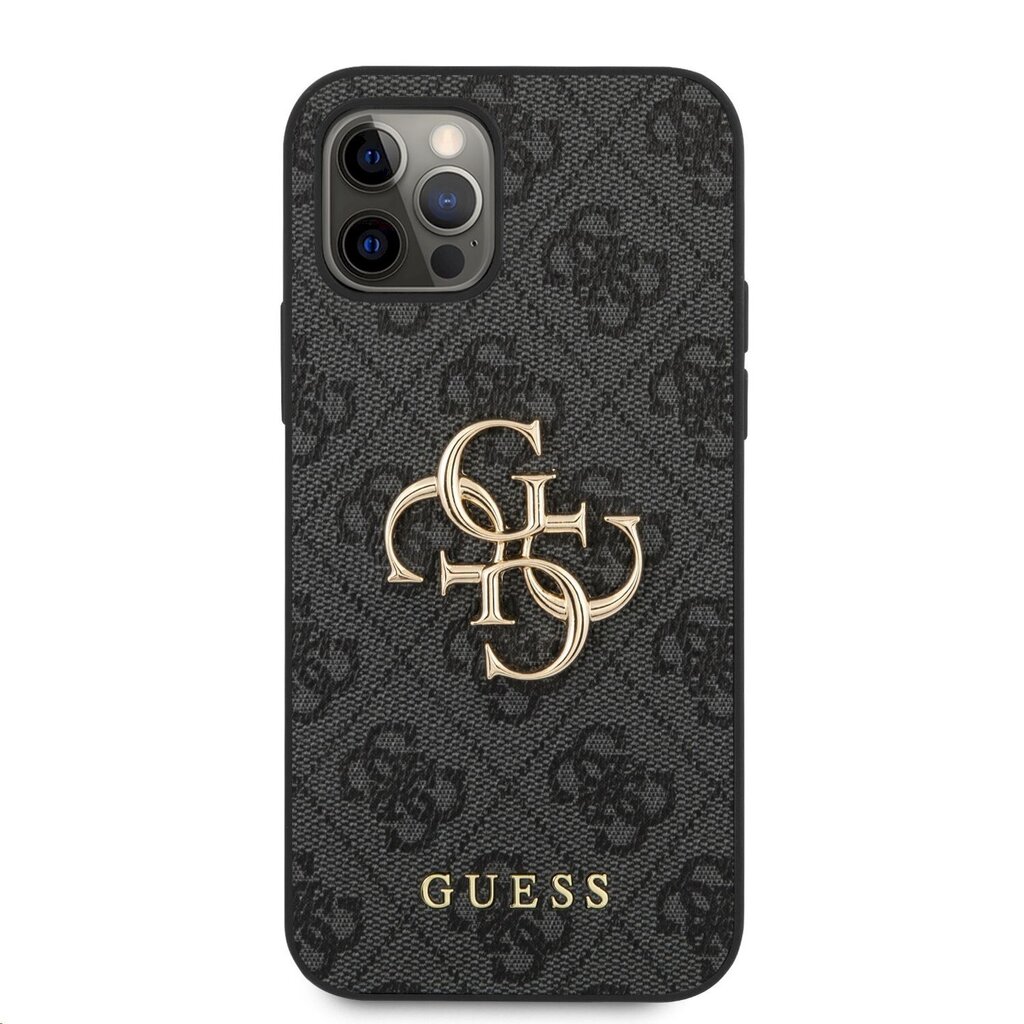 Telefoni ümbris Guess PU 4G Metal Logo sobib iPhone 12 Pro Max, hall цена и информация | Telefonide kaitsekaaned ja -ümbrised | hansapost.ee