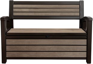 Скамья для хранения Hudson Storage Bench 227L, коричневая цена и информация | Садовые скамейки | hansapost.ee