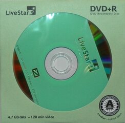 LiveStar DVD+R disk 4.7 GB, 16x, ümbrik hind ja info | Vinüülplaadid, CD, DVD | hansapost.ee