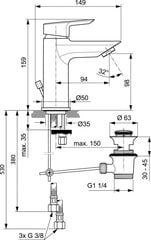 Смеситель для раковины Ideal Standard Tesi, с нижним клапаном, хром. A6557AA цена и информация | Смесители | hansapost.ee