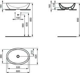 Умывальник Ideal Standard Strada Oval Vessel, 60x42 см, K078401 цена и информация | Раковины | hansapost.ee