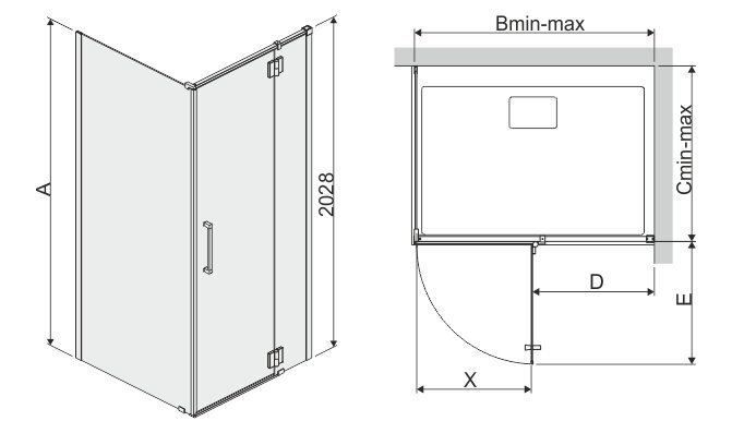 Nurga dušikabiin SANPLAST KNDJ2L Space Line / Space 90x120 R hind ja info | Dušikabiinid | hansapost.ee