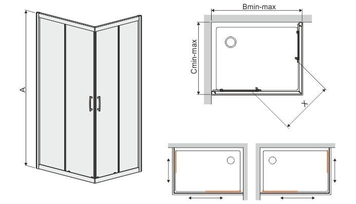 Nurga dušikabiin Sanplast TX KN/TX5b 80x100s, profiil valge, kaunistatud klaas W15 hind ja info | Dušikabiinid | hansapost.ee