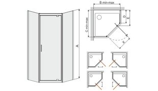 Угловой душ Sanplast TX PKDJ / TX5b 90s, профиль белый, украшенное стекло W15 цена и информация | Душевые кабины | hansapost.ee